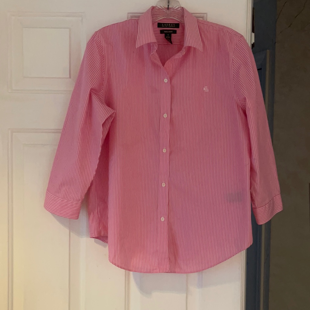 Gorgeous Ralph Lauren Pink Striped Cotton Shirt